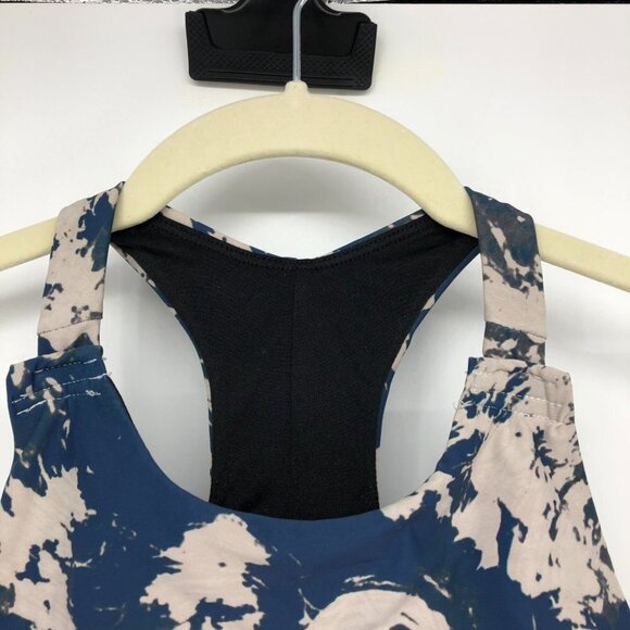 Lolë blue white swirl high  impact sports bra women’s LG *shortened straps* - Picture 5 of 14